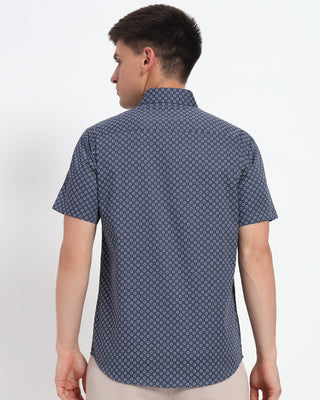 Blue Honeycomb Printed Shirt - Prime Porter