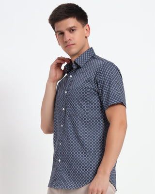 Blue Honeycomb Printed Shirt - Prime Porter