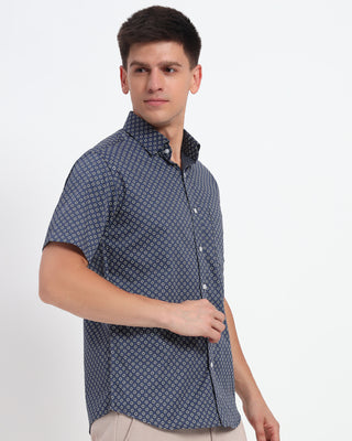 Blue Honeycomb Printed Shirt - Prime Porter