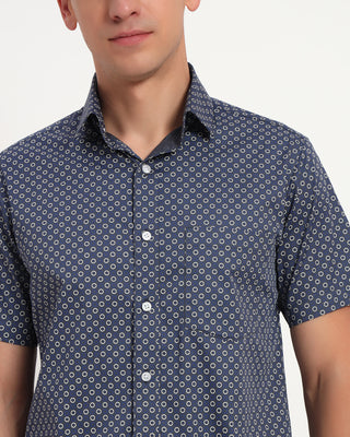 Blue Honeycomb Printed Shirt - Prime Porter