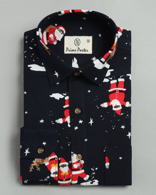Santa Claus Printed Flannel Shirt - Prime Porter