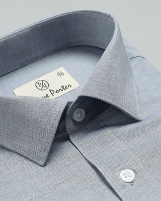 Blue Herringbone Giza Shirt - Prime Porter