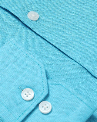 Cyan Blue Linen Shirt - Prime Porter
