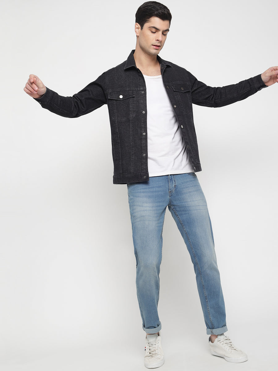 Dark Grey Denim Jacket For Men Prime Porter