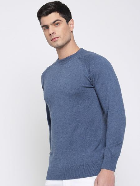 Steel Blue Basic Soft Sweater For Men 1