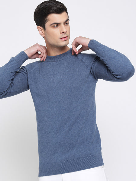 Steel Blue Basic Soft Sweater For Men 2