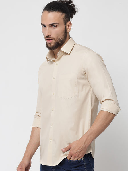 Beige Colour Cotton Shirt For Men 3