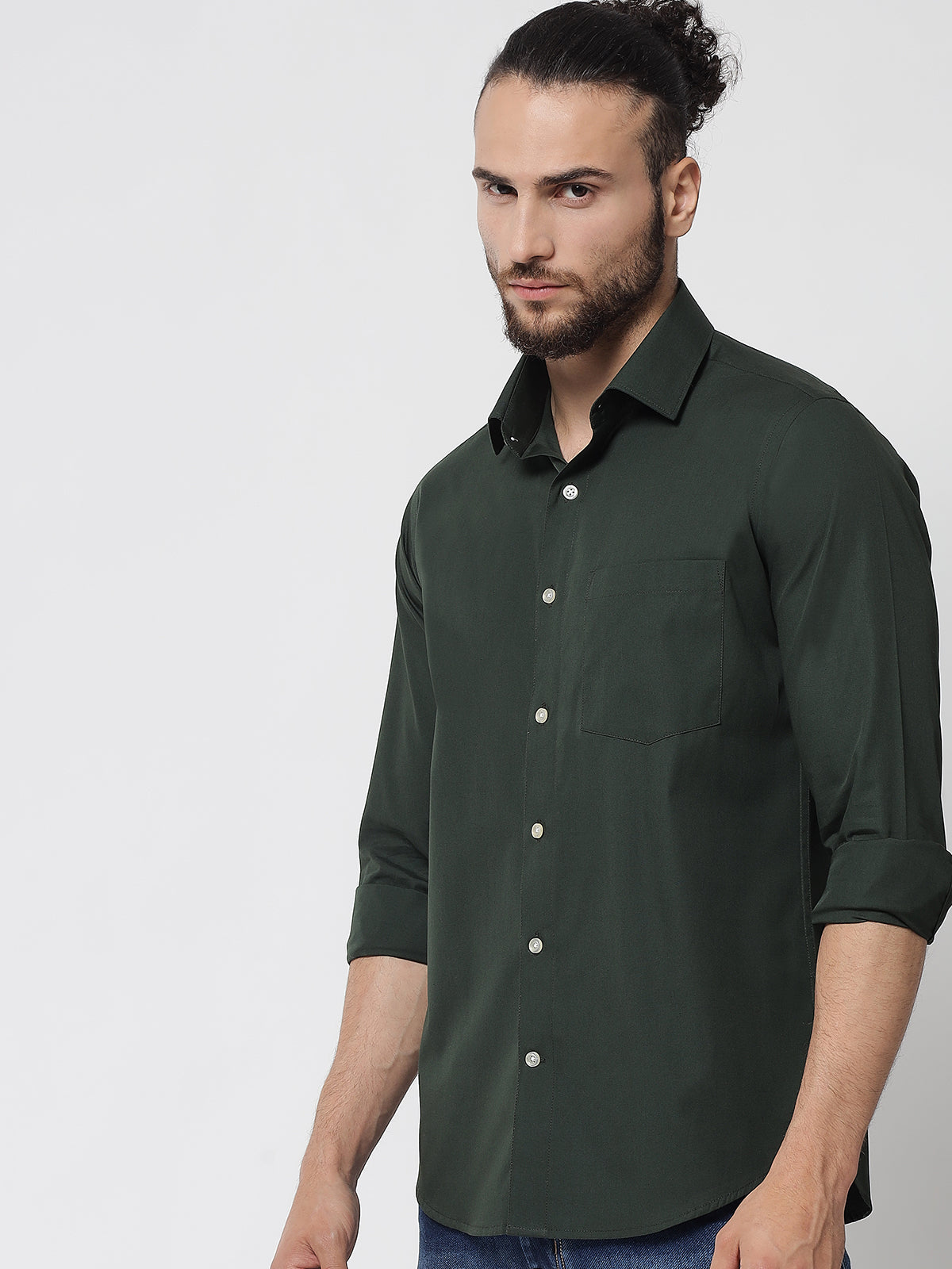 Bottle Green Colour Cotton Shirt For Men – Prime Porter