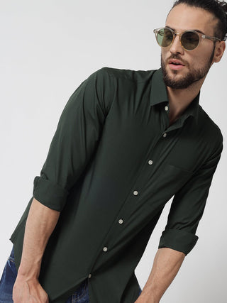Bottle Green Cotton Shirt - Prime Porter