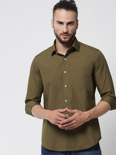 Juniper Green Colour Cotton Shirt For Men 3