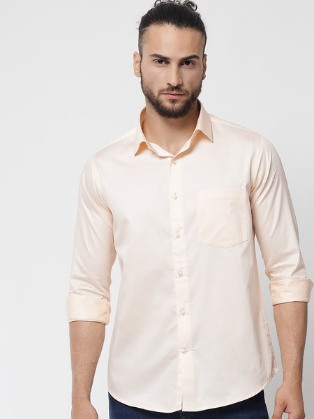 Peach Colour Cotton Shirt For Men