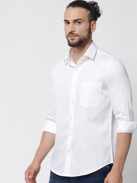 Pure White Colour Cotton Shirt For Men