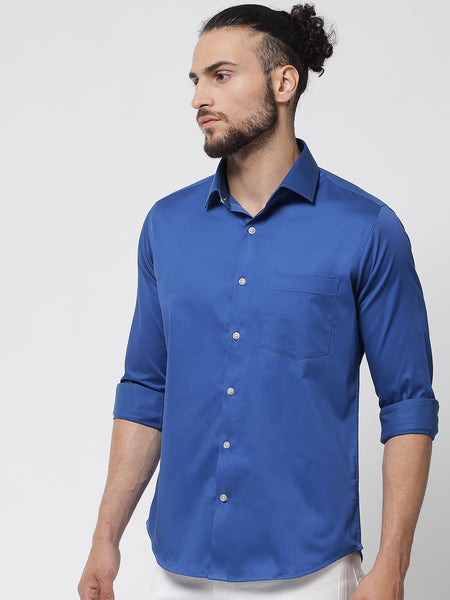 Royal Blue Colour Cotton Shirt For Men 1