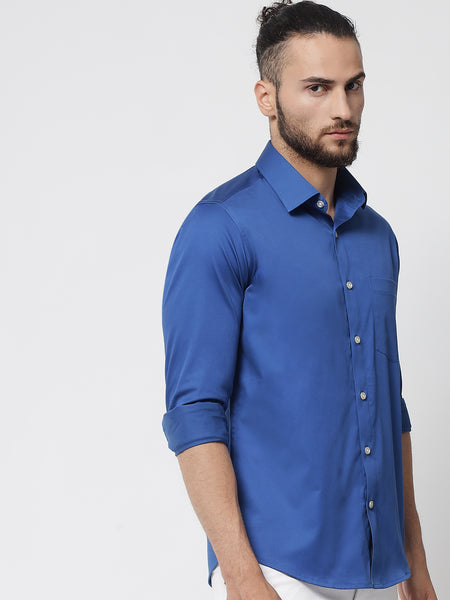 Royal Blue Colour Cotton Shirt For Men