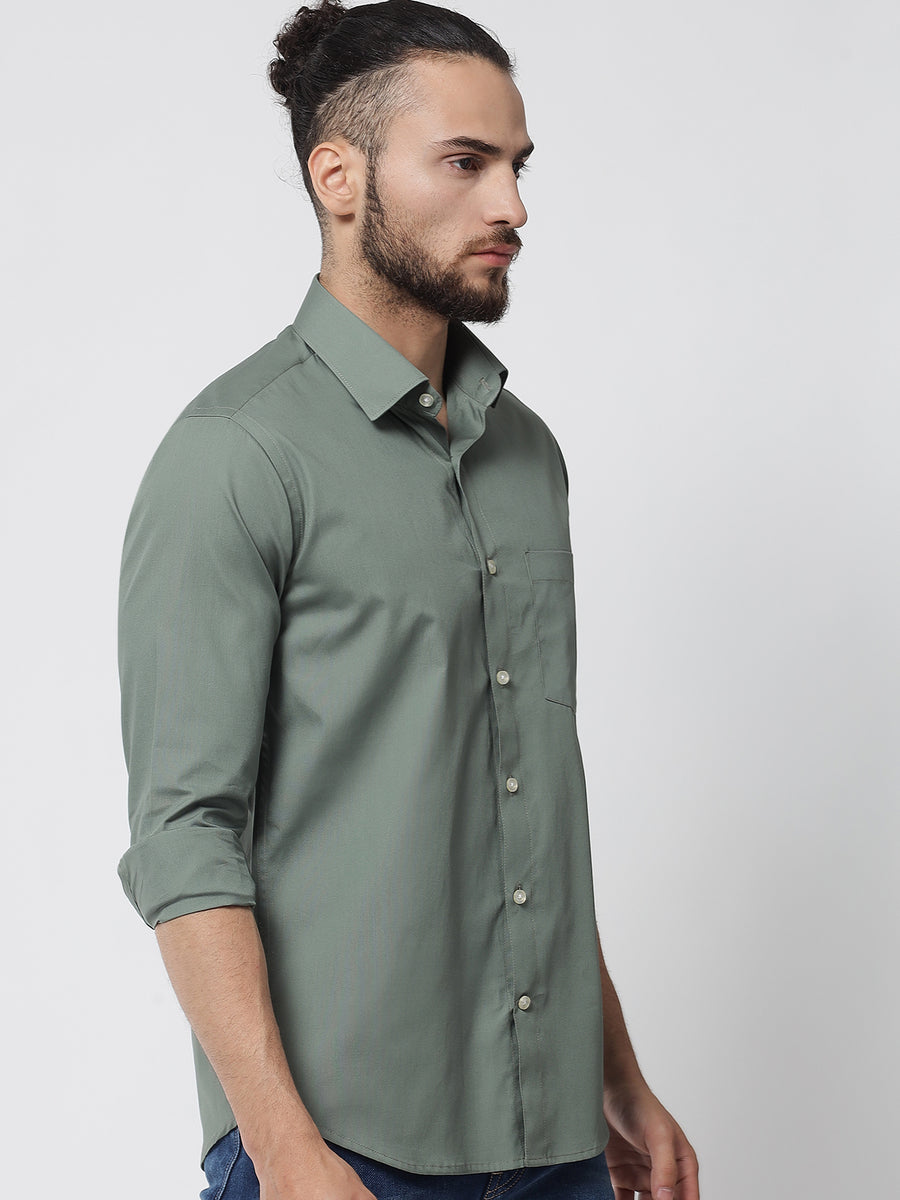 Sage Green Colour Cotton Shirt For Men Prime Porter