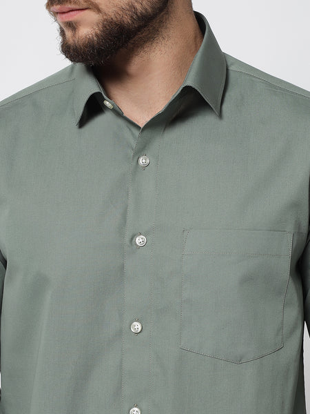 Sage Green Colour Cotton Shirt For Men 5