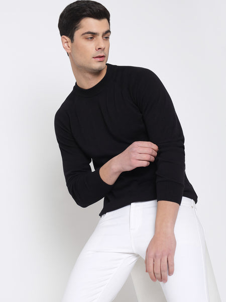 Black Basic Soft Sweater For Men 4
