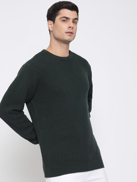 Bottle Green Purl Knit Sweater