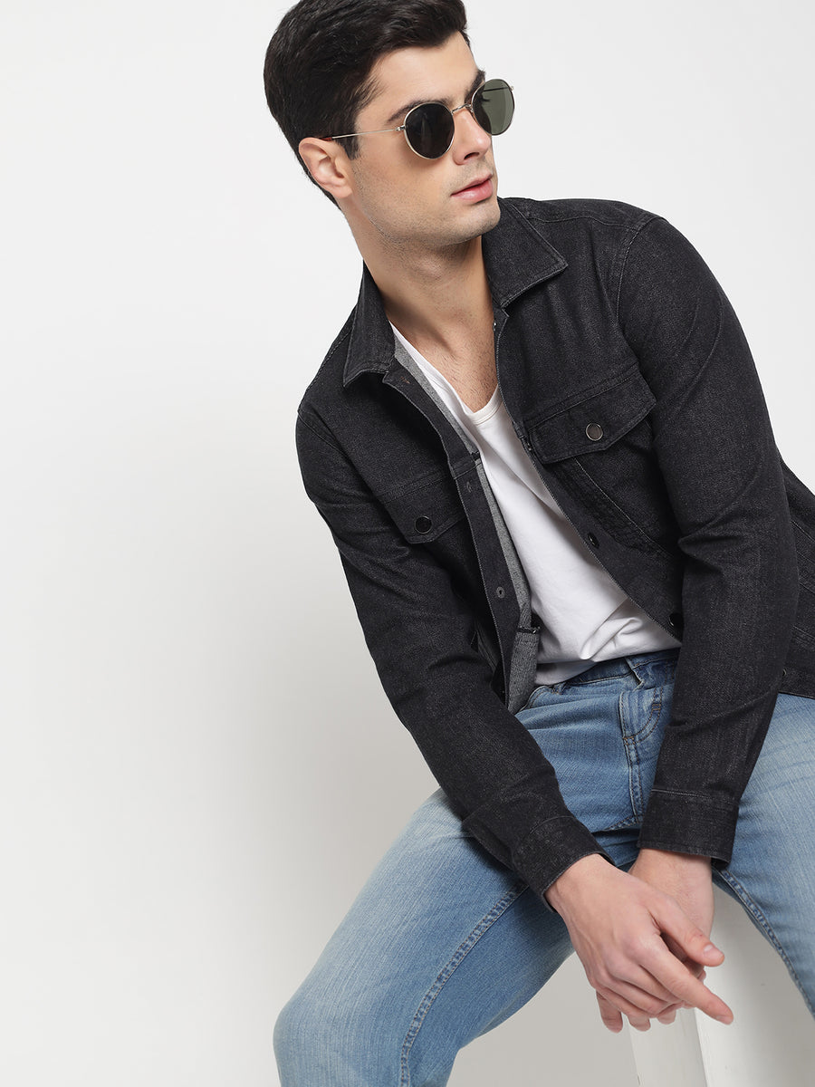 Dark Grey Denim Jacket For Men Prime Porter