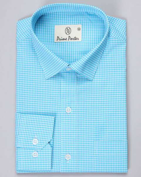 Sky Blue Gingham Checked Shirt
