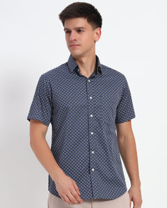 Blue Honeycomb Printed Shirt