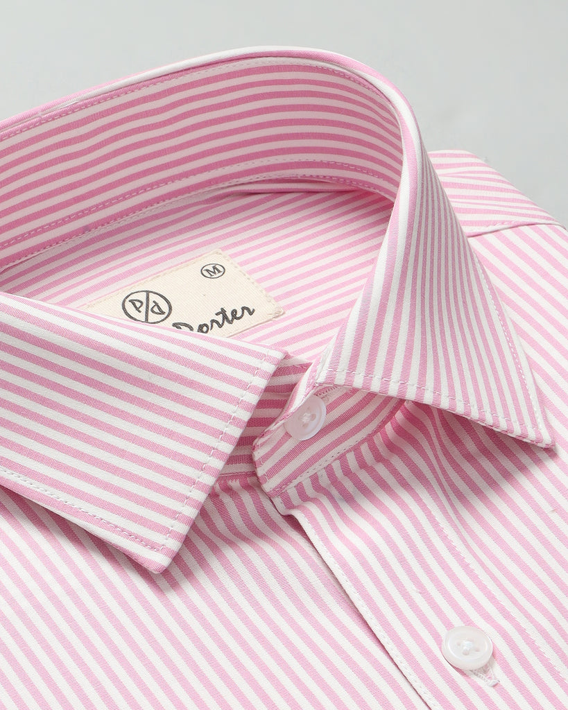 Men's pink and white striped dress shirt shop
