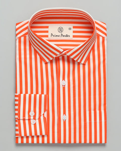 Dark Orange Striped Shirt