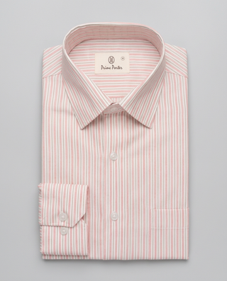 Pink striped cotton formal shirt for men - Prime Porter