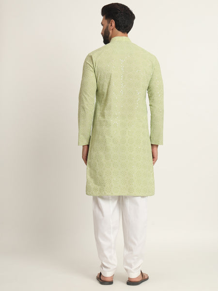 Pista Embroidered Kurta