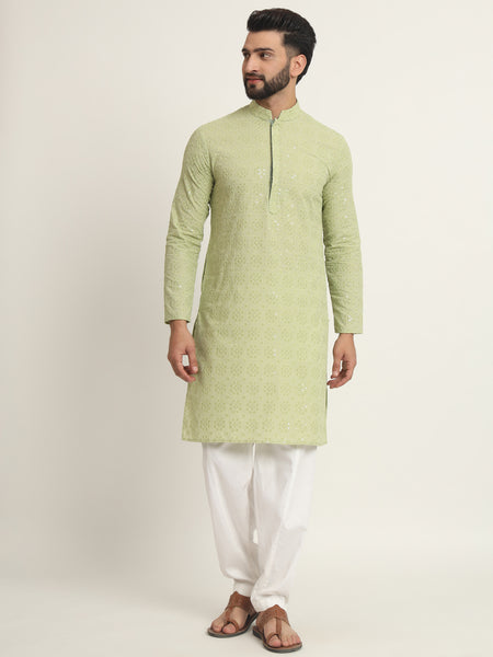 Pista Embroidered Kurta