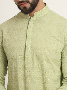 Pista Embroidered Kurta