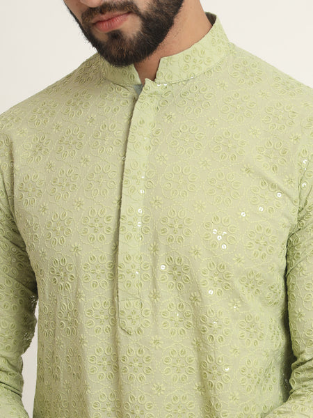 Pista Embroidered Kurta