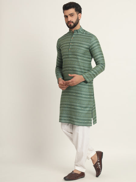 Mehendi Embroidered Kurta