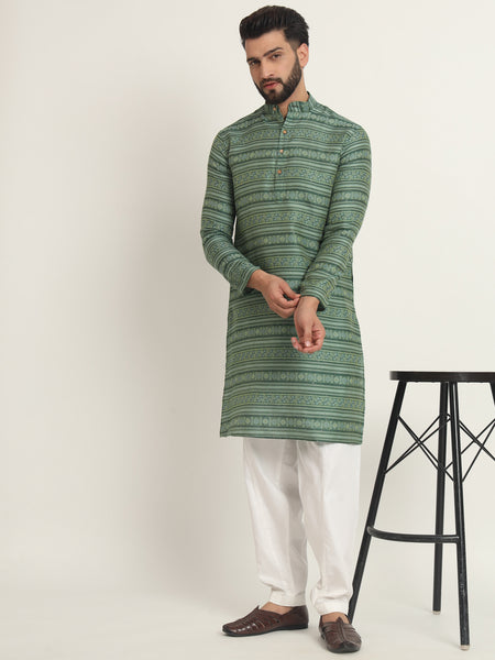 Mehendi Embroidered Kurta