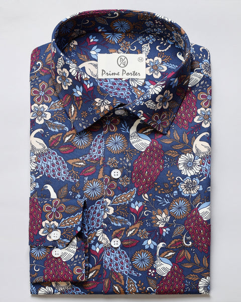 Peacock Flower Printed Shirt