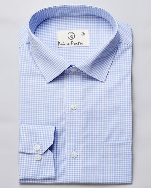 Light Blue Gingham Checked Shirt