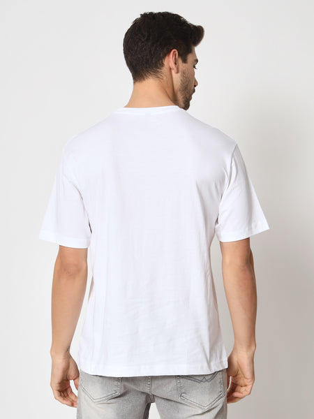 Meow White Colour Oversized T-Shirt
