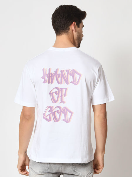 Hand Of God White Colour Oversized T-Shirt