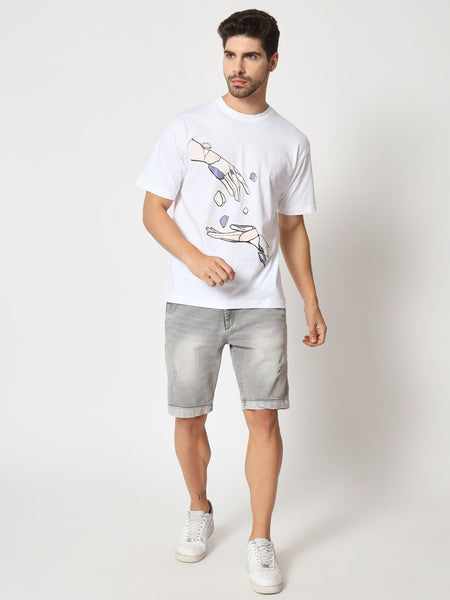 Hand Of God White Colour Oversized T-Shirt