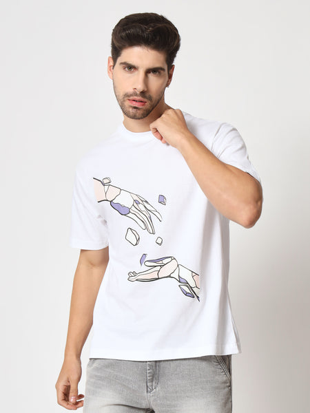 Hand Of God White Colour Oversized T-Shirt