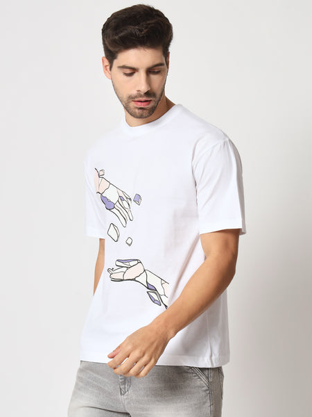 Hand Of God White Colour Oversized T-Shirt