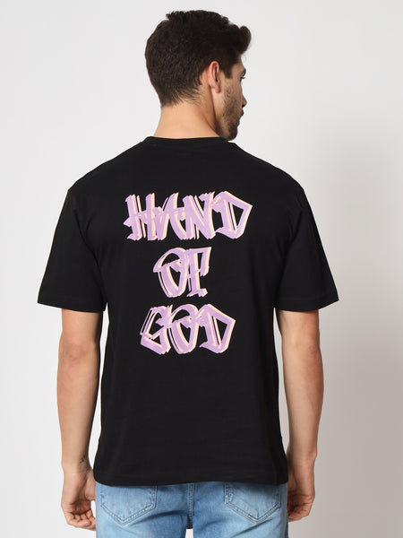 Hand Of God Black Colour Oversized T-Shirt