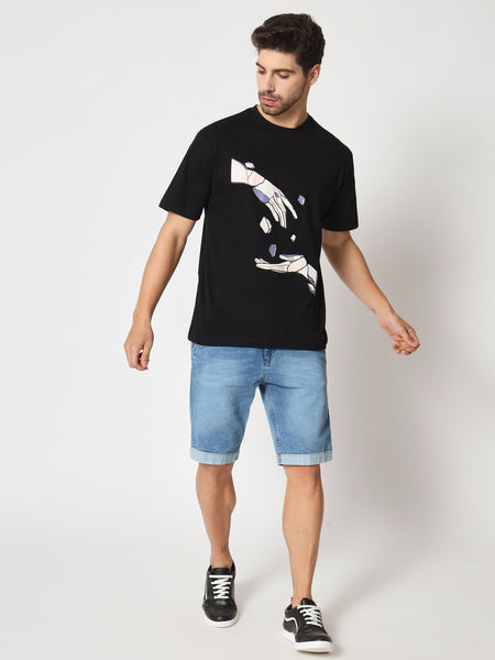 Hand Of God Black Colour Oversized T-Shirt