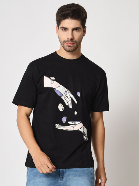 Hand Of God Black Colour Oversized T-Shirt