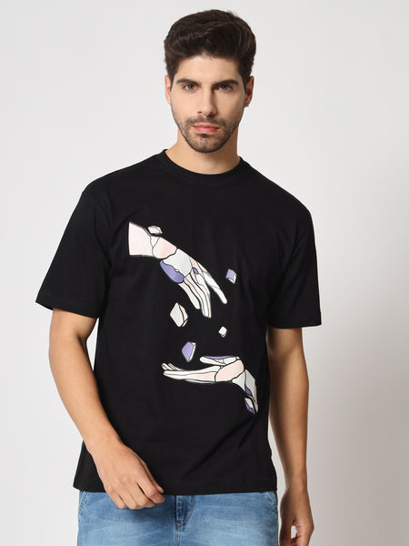 Hand Of God Black Colour Oversized T-Shirt