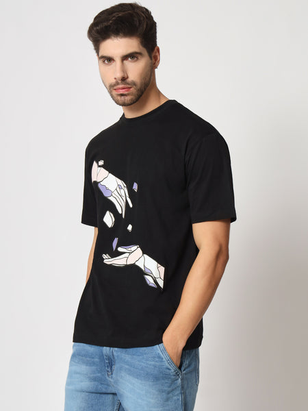 Hand Of God Black Colour Oversized T-Shirt