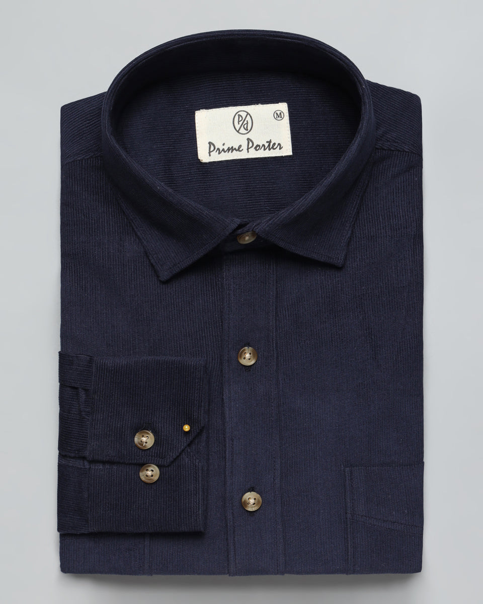 Corduroy Shirt Jacket in Navy