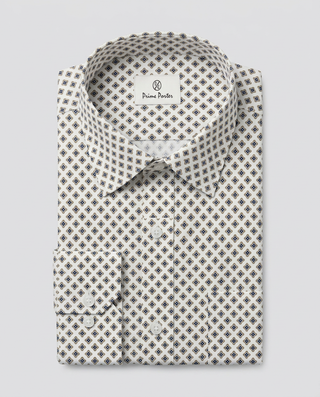 White printed cotton casual shirt for men - Prime Porter