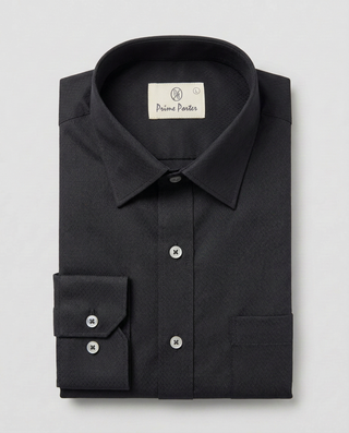 Black dobby weave cotton formal shirt for men - Prime Porter