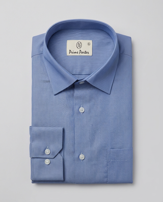 Blue Oxford cotton formal shirt for men - Prime Porter
